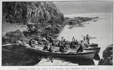 Image: WHALEBOATS WAITING FOR WHALES TO BE SIGNALLED, QUEEN CHARLOTTE SOUNT, MARLBOROUGH
