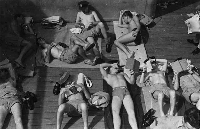 Ex prisoners of war returning home on the ship Andes