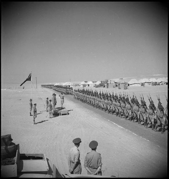 10th Reinforcements parade for General Freyberg at Mena, Egypt - Photograph taken by G Kaye