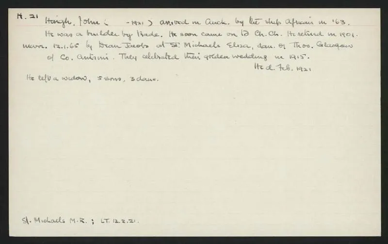 Macdonald Dictionary Record: John Haigh