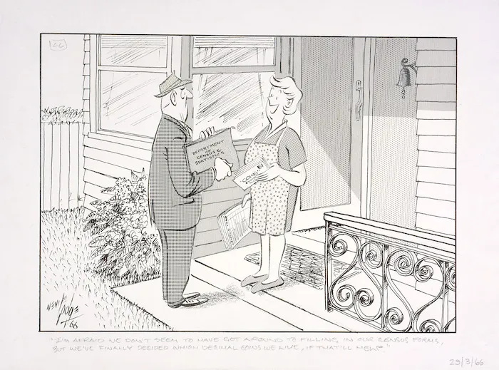 Lodge, Nevile Sidney, 1918-1989 :I'm afraid we don't seem to have got around to filling in our census forms. 29 March 1966.