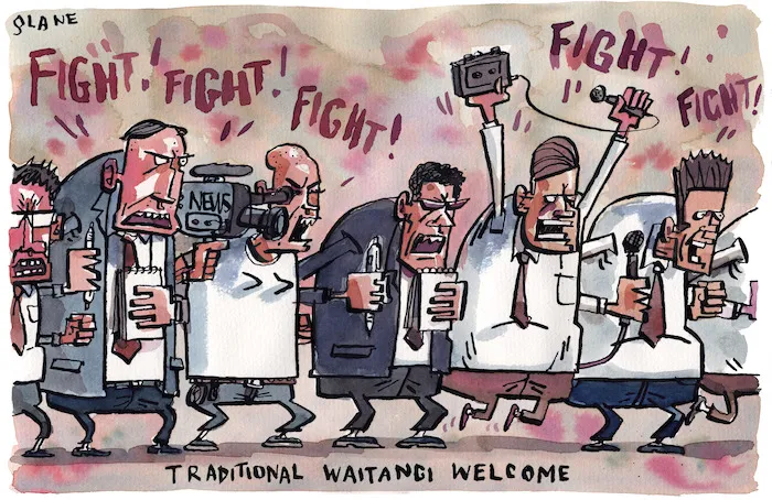 Traditional Waitangi welcome. "Fight! Fight! Fight! Fight! Fight! 7 February, 2004