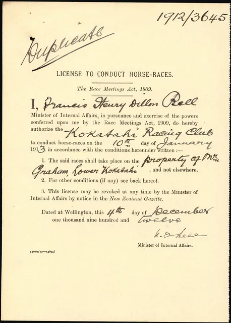 Kokatahi Racing Club races - January 1913