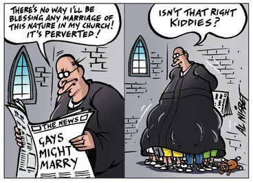 Image: Nisbet, Alastair, 1958- :'There's no way I'll be blessing any marriage of this nature in my church! It's perverted!'. 30 August 2012