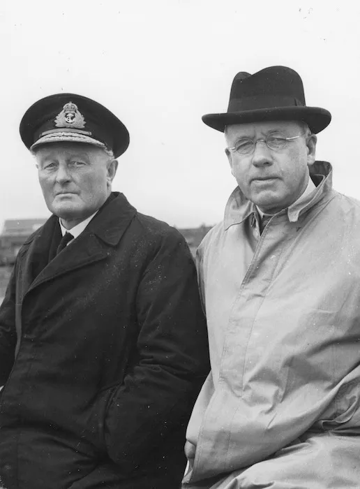 Prime Minister Peter Fraser, and unidentified man, England, during World War 2
