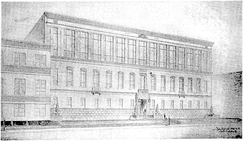 A perspective drawing of the new dental, clinic of four storeys, and including a training school for dental nurses, which is to be built by the Government on the old Te Aro School.site in Upper Willis Street. The building, will be the first of its kind in New Zealand. (Evening Post, 15 July 1937)