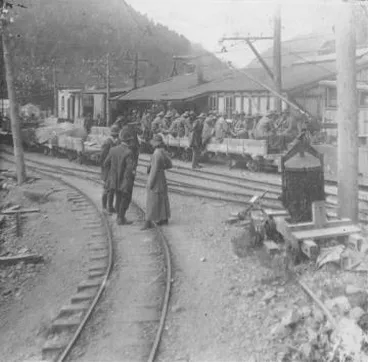 Image: Workmen at Otira tunnel : Photograph