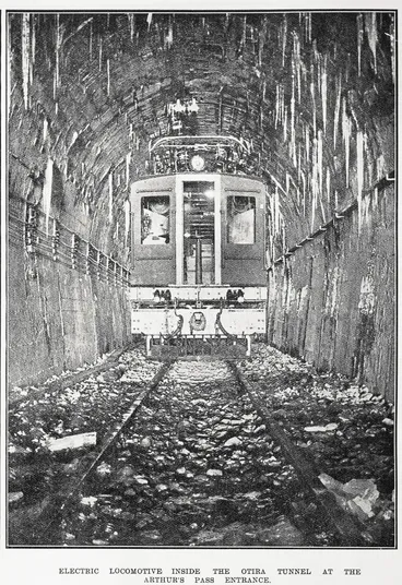 Image: Electric Locomotive Inside The Otira Tunnel at the Arthur's Pass Entrance