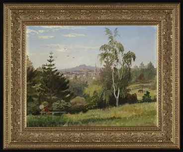 Image: Blomfield, Charles, 1846-1926 :Looking across Auckland from the artist's home, Ponsonby. 1899