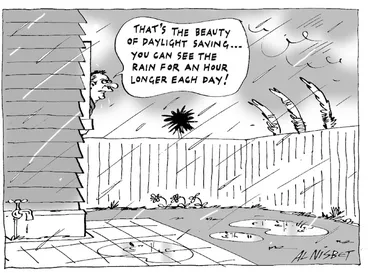 Image: "That's the beauty of daylight saving... You can see the rain for an hour longer each day!" 12 October, 2004