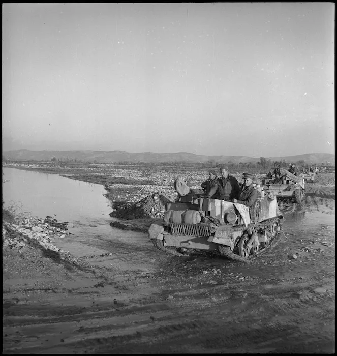 Bren carrier crossing small stream near Sangro River in Italy, World War II - Photograph taken by George Kaye