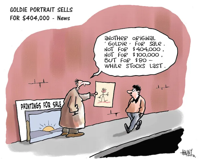 Goldie portrait sells for $404,000 - News. "Another original 'Goldie' for sale. Not for $404,000, not for $100,000, but for $80 - while stocks last." 28 August, 2008