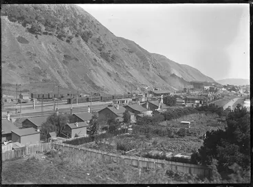 Image: View of Paekakariki railway station and houses, looking south.
