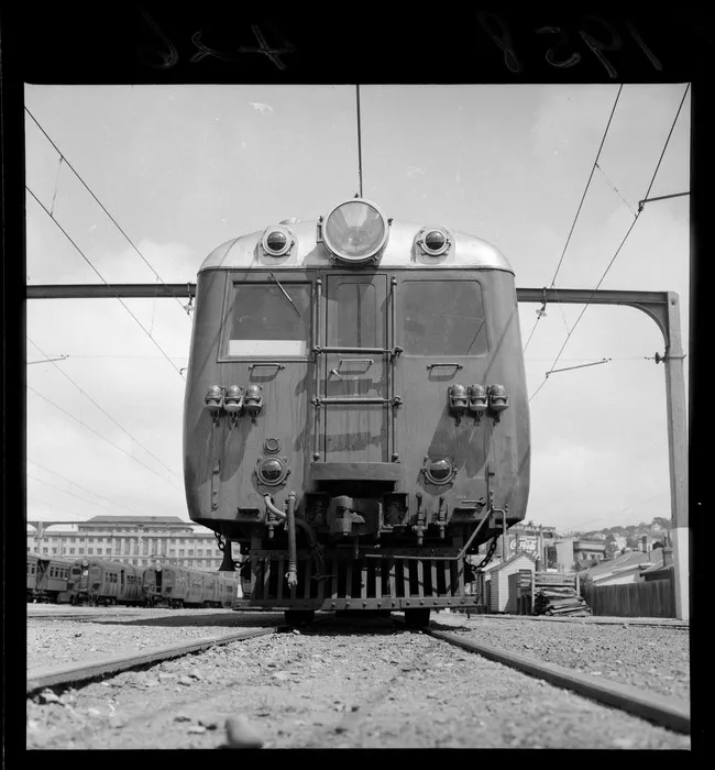 Front end of an electric train unit in Wellington Railyards