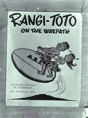 Ranfurly Shield Mascot: `Rangi-toto on the warpath Auckland invasion of Canterbury 26-28 August 1955'