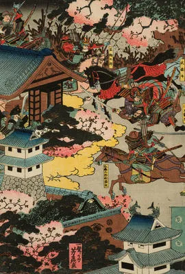 Ichinotani Hiyodorigoe sakatoshi no zu (The Downhill Attack at Hirodorigoe in the Battle of Ichinotani)