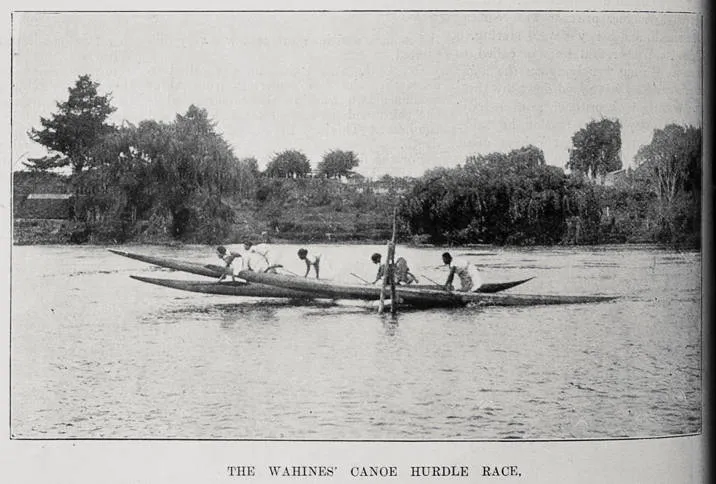 The Wahines canoe hurdle race