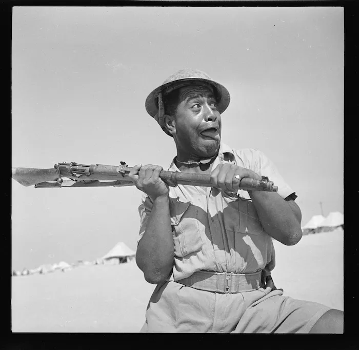 Sergeant Amohau, 28 (Maori) Battalion, during training in Egypt