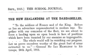 Image: Gallipoli feature in the School Journal
