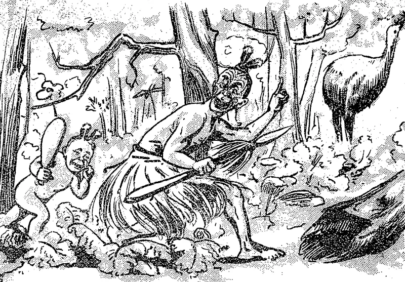 Starting forth from Wharehoa, Earth to hunt tlie wily moa;  Christinas turkey in their eye, ���Both resolved to do or die. (Observer, 02 November 1892)