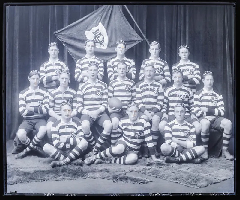 Glass Plate Negative: Christ's College, Football Team, 1914