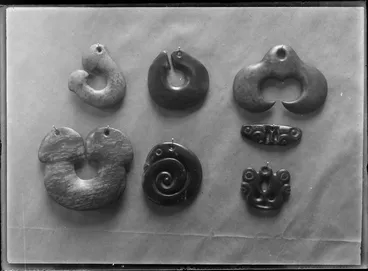 Image: George Ebbett Collection, Maori Greenstone pendants, Hawke's Bay District