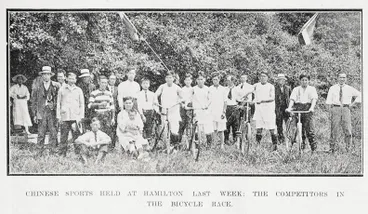 Image: Chinese sports held at Hamilton last week: the competitors in the bicycle race
