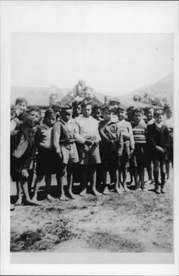 Image: St Joseph's School. Pa Wiremu with boys, old site.