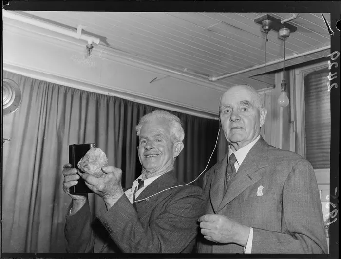 Mr Charles Jacobsen and Mr Frederick Cassin with their uranium find