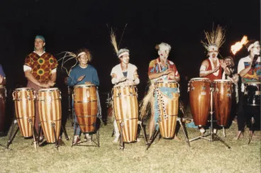 Image: Drummers perform at the Devonport Food and Wine Festival 1994.