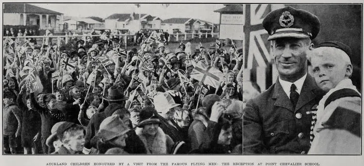 Auckland Children Honoured By A Visit From The Famous Flying Men: The Reception At Point Chevalier School
