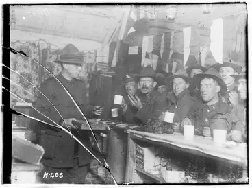 Image: New Zealand soldiers taking part in Christmas celebrations, France