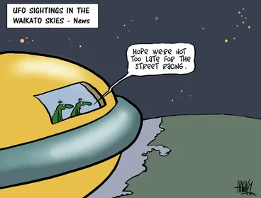 Image: Hawkey, Allan Charles, 1941- :UFO sightings in the Waikato skies - News. 15 April 2011