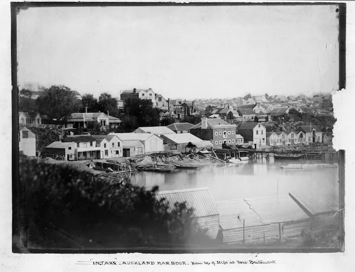 "Intake", Auckland Harbour, from the steps at Fort Britomart