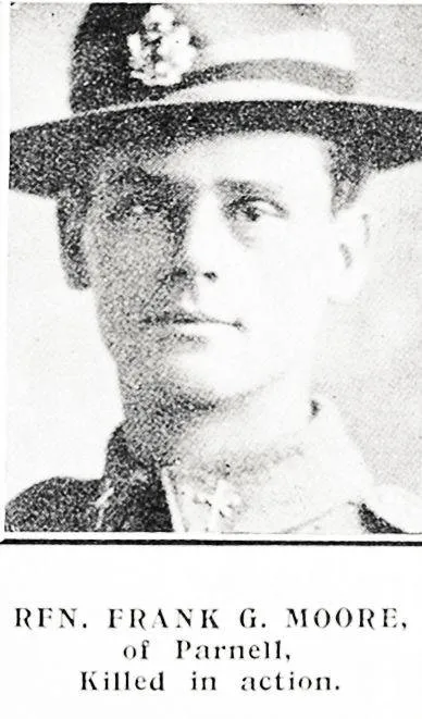 Rfn. Frank G. Moore, of Parnell, killed in action