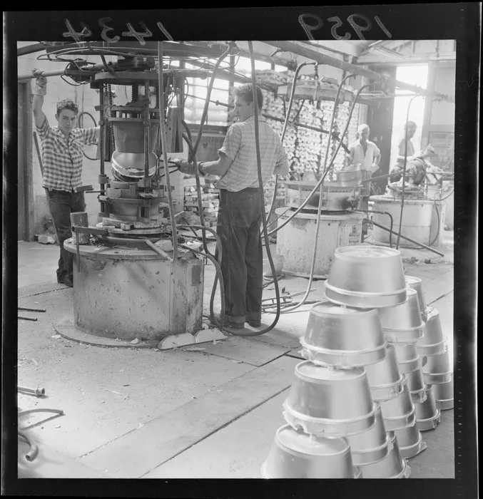 Manufacturing laminated plastics at Alumasc Factory, Naenae, Lower Hutt