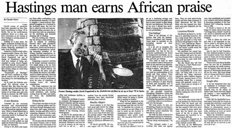 Newspaper Article 1992 – Hastings man earns African praise