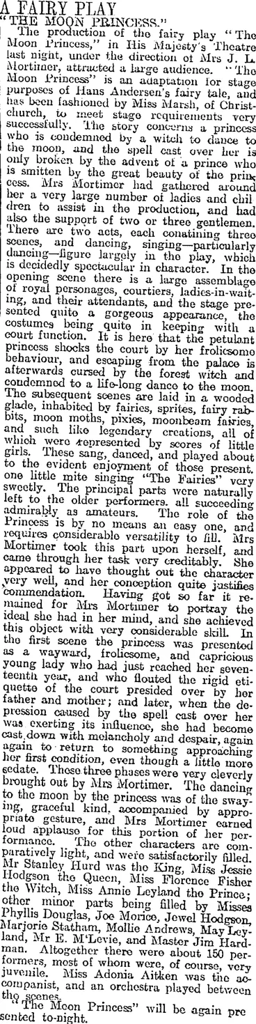 Image: A FAIRY PLAY (Otago Daily Times 22-10-1918)