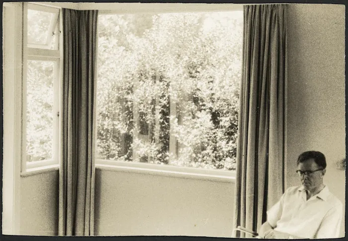 Douglas Lilburn at home at 22 Ascot Terrace, Thorndon.