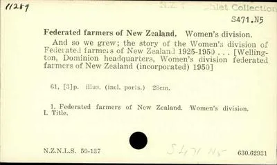 And so we grew; the story of the Women's division of Federated farmers of New Zealand 1925-1950