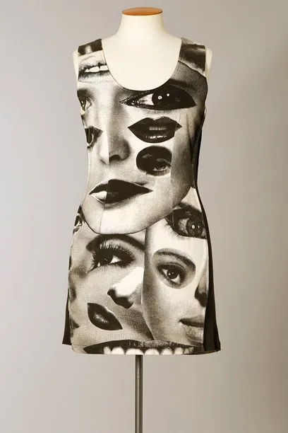 Virus eyes collage print mini dress, 1990s