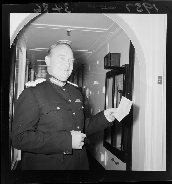 Governor-General Lord Cobham holding a telegraph at the Government House, Wellington