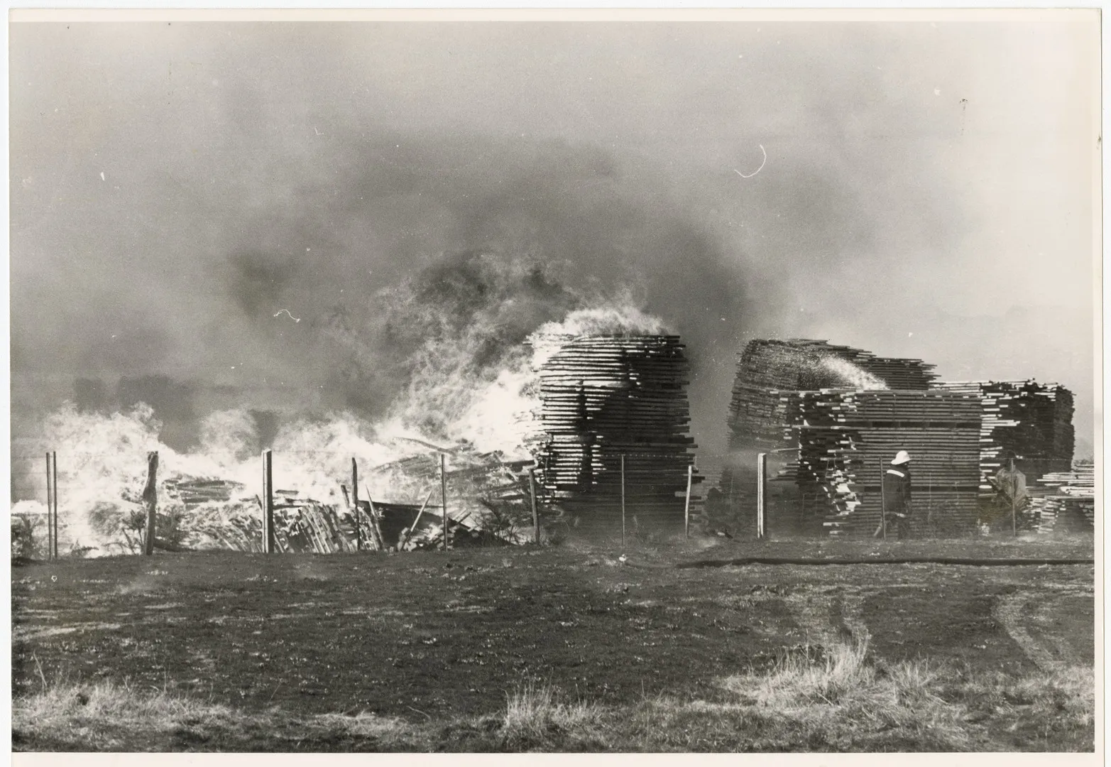 Timber stack fire