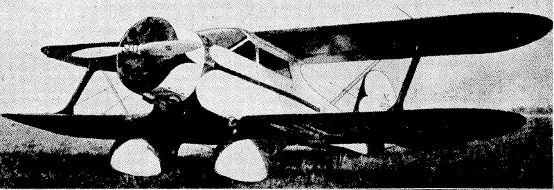 MACHINES FOR THE AIR RACE (No. 20):—The Beechcraft machine entered by Mrs. Louise tltaden (America) is competing in the speed and handicap sections. It is powered by a 420 h.p. Wright engine and has top speed of over 200 m.p.h., but the cruising speed is reckoned at about 170 m.p.h. The Beechcraft will be piloted by Mr. and Mrs. Thaden if the machine starts. In general lines the Beechcraft is not unlike the Wellington Aero Club's Waco, but the, engine is much more powerful. (Evening Post, 09 October 1934)