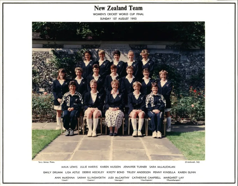 Photo: New Zealand Team, Women's Cricket World Cup Final, Sunday 1 August 1993