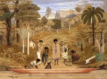 Image: Māori in traditional and European dress, 1864