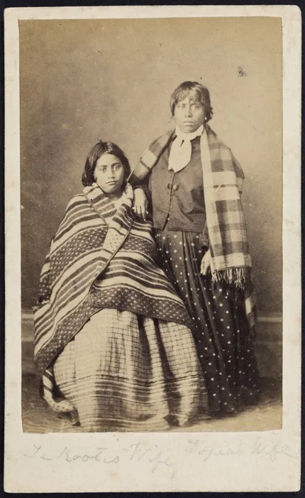 Photographer unknown :Portrait of wives of Te Kooti and Topia