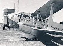 South Island Airways plane, aerodrome control tower, 1952