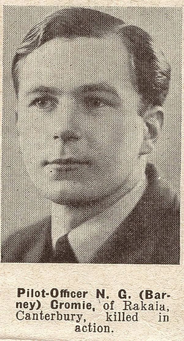 Pilot-Officer N. G. (Barney) Cromie, of Rakaia, Canterbury, killed in action