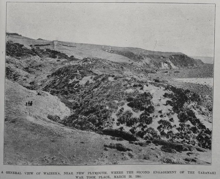 A general view of Waireka, near New Plymouth where the second engagement of the Taranaki War took place, 28 March, 1860